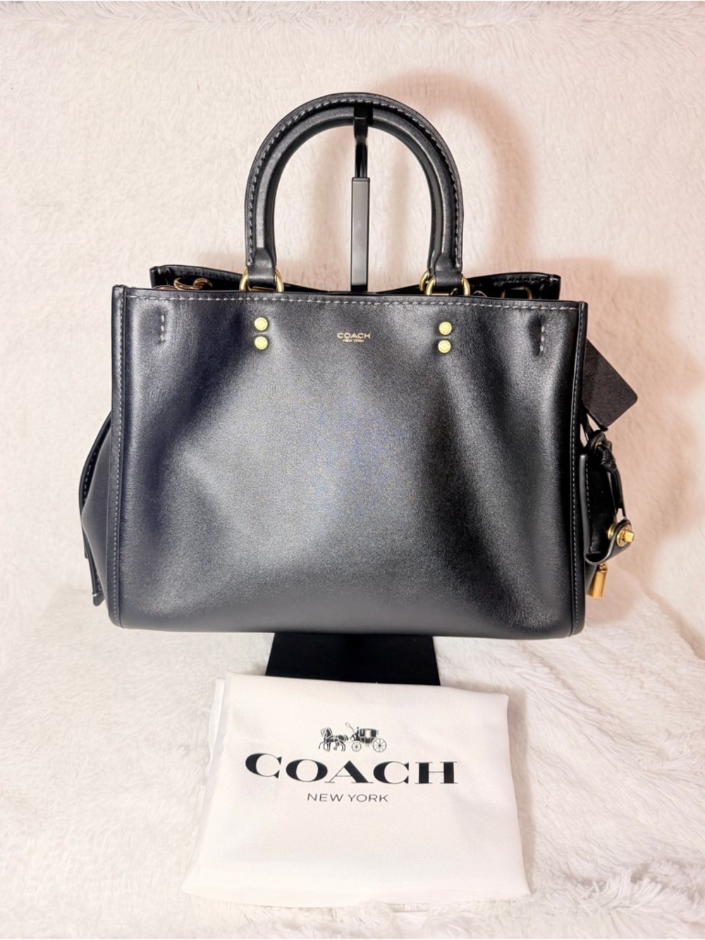 Coach ROGUE BAG 31 Black Leather Structured w/ Gold Hardware Limited Edition